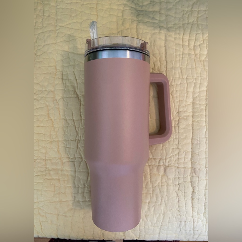 Blush Colored Tumbler with Handle